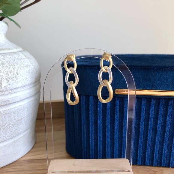 Lucky Brand Chain Link Earrings Gold and Silver - Picture 3 of 15